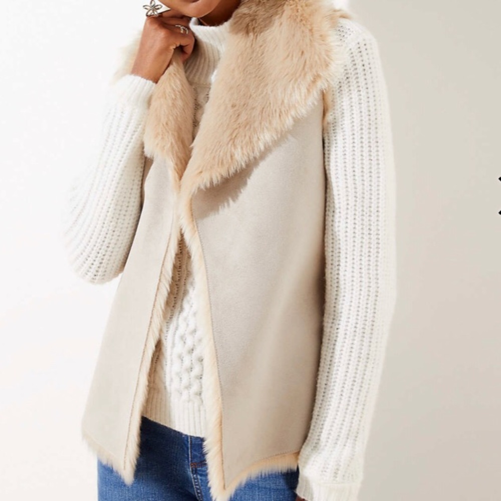 NWT Loft Reversible Faux Fur Vest